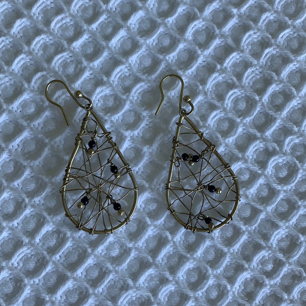 Teardrop web earrings